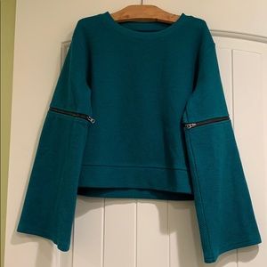 Zella bell-sleeve sweatshirt with zipper detail